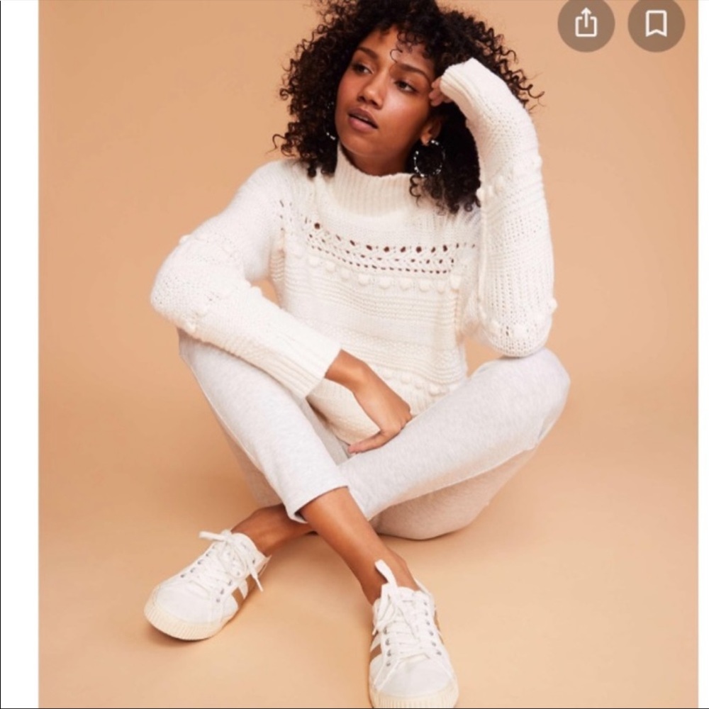 Lou and Grey Cream Alpaca Blend Pom Pom sweater XS